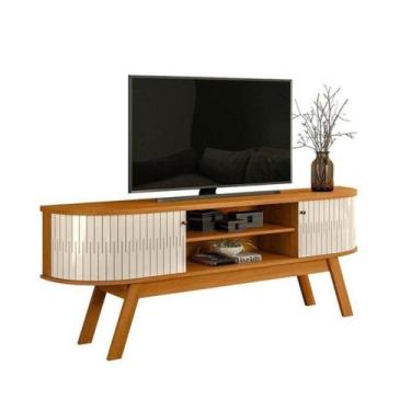 Imagem de Rack Bancada Valencia para TV 75 Polegadas Cor Cinamomo e Off White - 