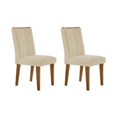 Imagem de Cadeira Sala De Jantar Alegra Kit 2 Un Madeira Capuccino-suede Creme - Rufato