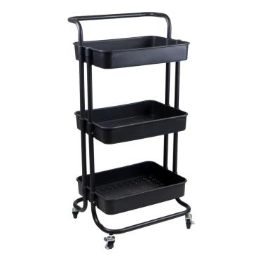 Imagem de Carrinho Organizador Multiuso 3 Prateleiras Com Rodinhas (PRETO)