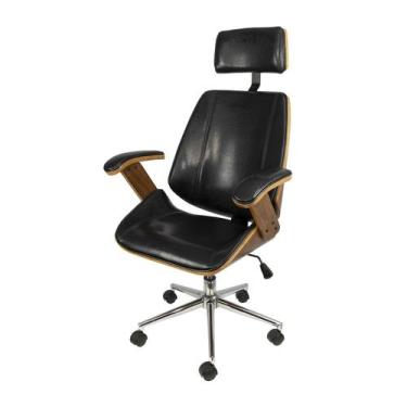 Imagem de Cadeira Escritorio Presidente material sintético e Madeira Bergen 3331