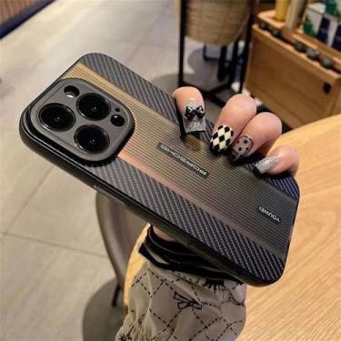 Imagem de VFDHN Capa de telefone com textura de fibra de carbono para iPhone 12 13 14 15 16Pro Max, capa de telefone de cor gradiente para IPHON 14 Pro 15 16 Promax, preta, para iPhone 14