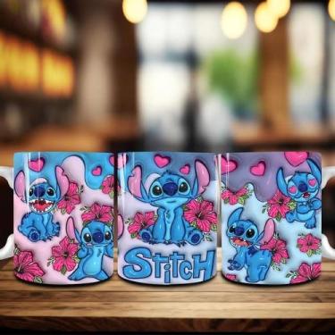 Imagem de Caneca Xícara Personalizada Lilo e Stitch Disney Efeito 3D - Porcelana