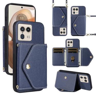 Imagem de Dibosom Capa carteira minimalista para Motorola Edge 50 Ultra/Moto X50 Ultra com alça de ombro, bolsa flip fina e fina, suporte para cartão de crédito de couro PU para Edge50 50 Ultra 2024 feminina