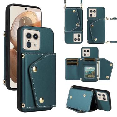 Imagem de Dibosom Capa carteira de luxo para Motorola Edge 50 Ultra/Moto X50 Ultra com bolsa flip fina e alça de ombro, suporte para cartão de crédito, acessórios para celular Edge50 50 Ultra 2024 verde