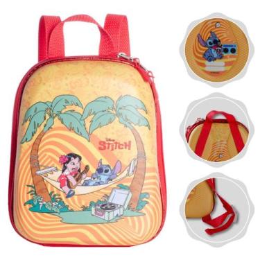 Imagem de Mochila Lancheira Infantil com Alças e Relevo 3D - Max Toy , Stitch Tr