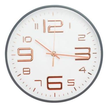 Imagem de Relógio De Parede Moderno Pequeno Cinza Escuro - 24.5cm - Taimes