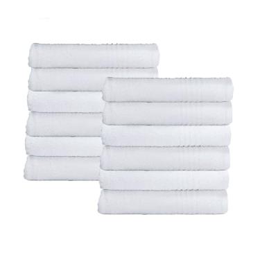 Imagem de Camesa by Gato Pada Prime Kit Toalha, Algodão, 500g/m², Toalha de Banho 150x75cm, Rosto e Piso 80x45cm, Linha Prime, Branco, Linha Profissional para Hotel Poudadas Hospedaria Clinica (Banho, 12)