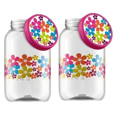 Imagem de Kit 2 Pote Plástico 3,6L Para Cozinha Bancada Pote Porta Mantimentos M