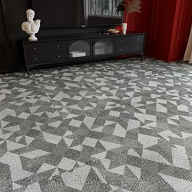 Imagem de HotDecor Azulejos geométricos cinza descascar e colar pisos espessos para sala de estar quarto adesivos de piso antiderrapantes para escritório sala de aula piso de linóleo para banheiro porão