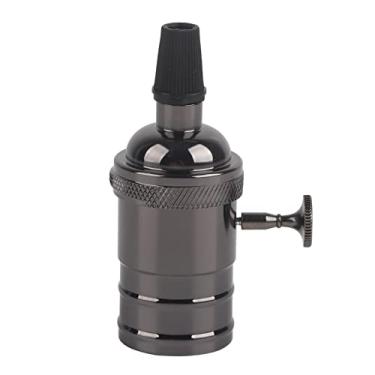 Imagem de Suporte de Lâmpada Retro E27 Elegante Com Interruptor para Acessórios de Lâmpada Pendente de Casa Decoração, Fácil de Montar (BLACK)
