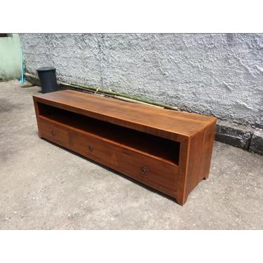 Imagem de rack grande de 2,00 com 3 gavetas em madeira maciça em oferta
