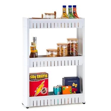 Imagem de Armário Organizador Multiuso com Prateleiras – Estante Lateral para Cozinha, Banheiro, Quarto e Lavanderia (Branco)