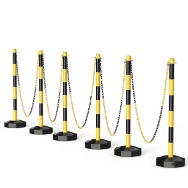 Imagem de SIMAZO Pacote Com 6 Cones De Delineador De Tráfego Com Base Preenchível, Barreira De Segurança De Plástico Ajustável Com Corrente De Plástico De 5 Pés, Suporte De Controle De Multidão Para Controle