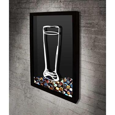 Imagem de Quadro Porta Tampinhas Copo de Cerveja 1 - Quadro Novo, 26x36, Preto
