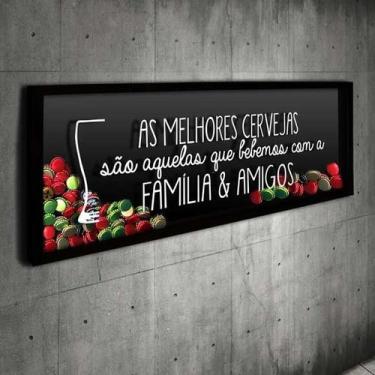 Imagem de Quadro Porta Tampinhas Melhores Cervejas - Quadro Novo, 80 x 30 cm, Pr