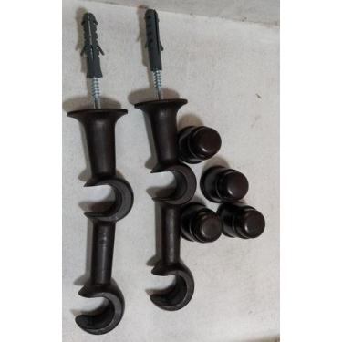 Imagem de Suporte Cortina Varão Duplo 19/19mm 2 Un C/ Ponteira Imbuia Cor Marrom