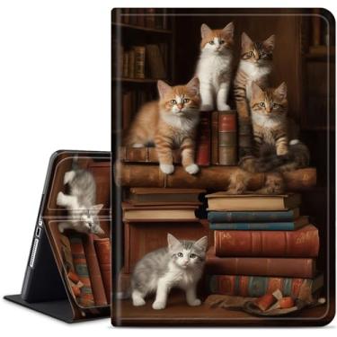 Imagem de WZCJDHMJ Capa para Microsoft Surface Pro 7, capa protetora fina de couro PU inteligente com suporte ajustável com despertar/hibernar automático para Microsoft Surface Pro 6/5/4, gato estante