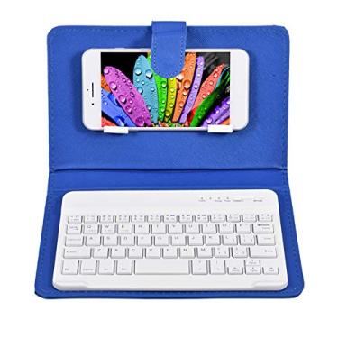 Imagem de Teclado Bluetooth sem fio com capa de couro flip removível, para celulares de 4,5 a 6,8 polegadas, para Android/para Windows/para smartphones iOS