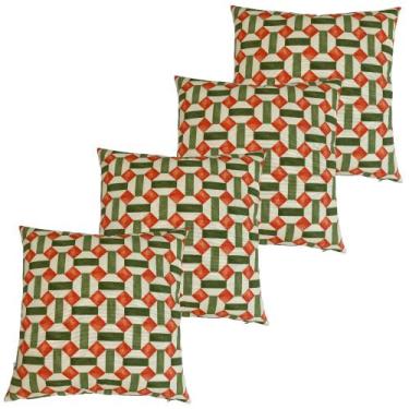Imagem de Kit 4 Capa De Almofada Belize Geométrica Laranja Impermeável 45cmx45cm