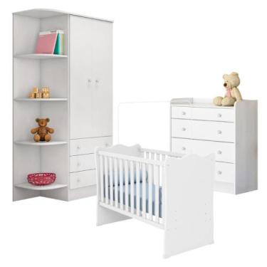 Imagem de Conjunto Completo Quarto Infantil Quebec Branco Branco - CasaH