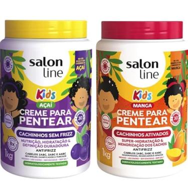 Imagem de Kit 2 Cremes Kids com Creme para Pentear Açaí Cachinhos sem Frizz e Creme para Pentear Manga Cachinhos Ativados Salon Line