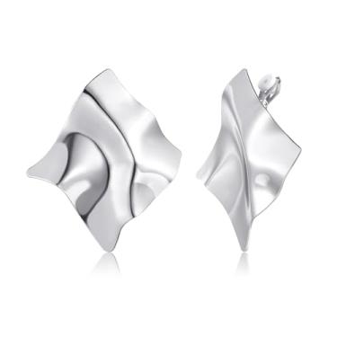 Imagem de Dlknp Brincos femininos com clipe de ouro 14K, não perfurados, irregulares, hipoalergênicos e leves, Zinco, Sem pedra preciosa