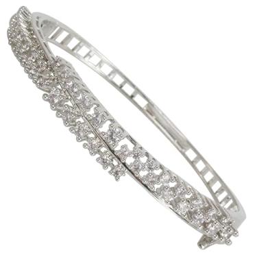 Imagem de Touchstone Pulseira feminina indiana de Bollywood Impressions com zircônia cúbica atraente em tom dourado ou branco., Zircônia cúbica, Sem Pedra Preciosa