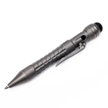 Imagem de TACRAY Mini caneta Stylus de titânio com mecanismo de ação de parafuso – compatível com tela sensível ao toque para telefones e tablets, escrita suave com refil Lamy, design portátil com orifício para