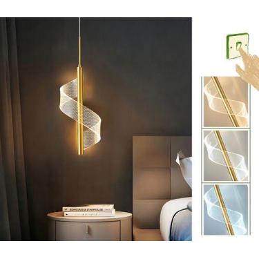 Imagem de Pendente Espiral Caracol Minimalista Dourado Cristal Quarto - AGE LUME