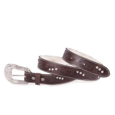Imagem de Cinto Country Feminino Couro  Metal Pedraria Strass Grande - Pampas Co
