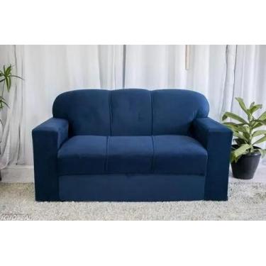Imagem de Sofá de 3 lugares Azul Escuro Suede - MULTI MÓVEIS