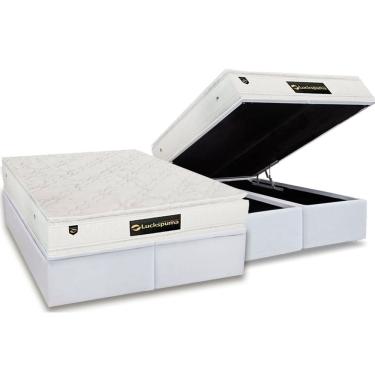 Imagem de Conjunto Box Baú King: Colchão Espuma Luckspuma MasterPocket Satisfaction Plus White + Base crc Courano White(193x203)