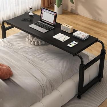 Imagem de Mesa sobre a cama com rodas com trava, altura ajustável sobre a cama, mesa multifuncional móvel cruzada para quarto/sala de estar/escritório, cama trabalho/casa de banho