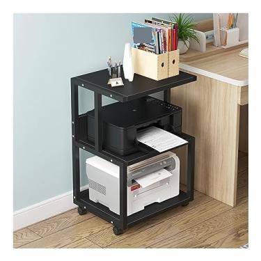 Imagem de Suporte para impressora de mesa, suporte de impressora com rodas, metal, 3 camadas, suporte para máquina de fax, copiadora de escritório, prateleira de scanner, prateleiras de impressora (cor: C) (D