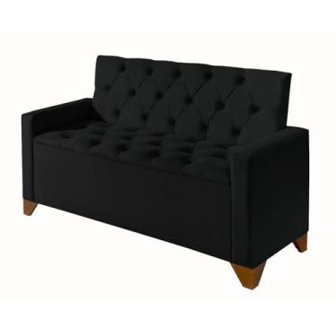 Imagem de Recamier Baú California Estilo Sofá Sapateira Luxo Decorativo Estofado Tamanho 150 Cm Móveis De Armazenamento Estilo Moderno Retro Organizador Premium Para Quarto Apoio Para Pés (Preto)