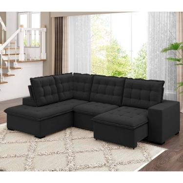 Imagem de Sofá Canto Retrátil e Reclinável Belluno Tamanho 310cm X 220cm Preto