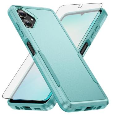 Imagem de Asuwish Capa de telefone para Samsung Galaxy A06 5G com película protetora de tela de vidro temperado e capa traseira de camada dupla à prova de choque TPU macio proteção fina acessórios para celular