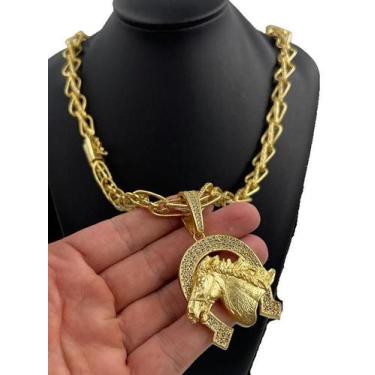 Imagem de Cordão Balão 13Mm + Pingente Ferradura - Banhado A Ouro 18K - Tojoia18