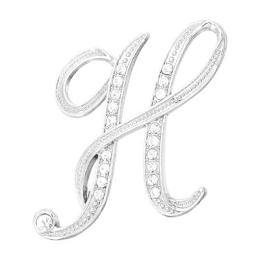 Imagem de PATIKIL Alfinetes de broche de letra, letra H broches de strass metal cristal alfabeto A-Z broche de lapela para mulheres joias presente terno roupas chapéu vestido casaco artesanato, tom prata