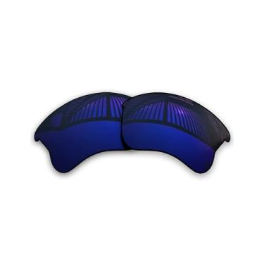 Imagem de MYCOURAG Lentes de reposição polarizadas com proteção UV para óculos de sol Oakley Flak Jacket XLJ OO9009 – Azul escuro espelhado revestido polarizado