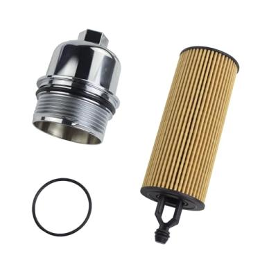 Imagem de Tampa de alumínio para filtro de óleo do motor com filtro de óleo compatível com Jeep Wrangler Chrysler 200 300 Dodge Charger Challenger Ram 1500 ProMaster