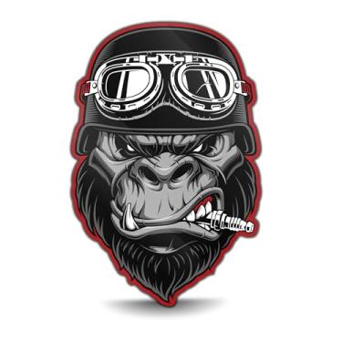 Imagem de Biomar Labs 1 adesivo de vinil para carro, mota, motocicleta, capacete de janela, afinação, macaco, gorila, motociclista B 62