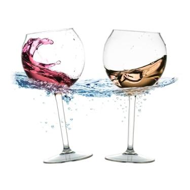 Imagem de BubbleWally Taças de vinho flutuantes para piscina (510 g | Conjunto de 2) - Copos de vinho para piscina que flutuam | Copo flutuante à prova de estilhaçamento | Taça de praia | Plástico Tritan ao ar