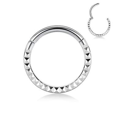 Imagem de Funlmo Anel de Segmento Articulado de Serpente de Aço Inoxidável 16 G com Encaixe de Septo de Serpente Articulada Criada em Pirâmide Daith Rook