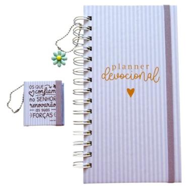 Imagem de Kit Planner Devocional + Post it, 100 Folhas, 90g, Capa 11,5 x 21,5 cm, Bolsinho Interno (AZUL)