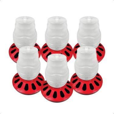 Imagem de Kit 6 Comedouro Frango Aves Alimentador 5L Rosca 12 Furos - AVIPET