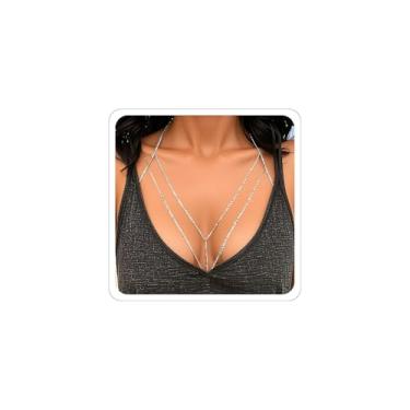 Imagem de Joias corporais femininas ouro prata sexy corrente corporal cintura strass crossover corrente de barriga acessórios de biquíni de praia férias de verão, Middle, Metal não precioso, Sem Pedra Preciosa