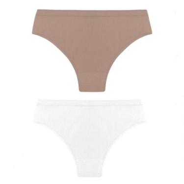 Imagem de Kit 2 calcinhas cós alto Trifil Ref.: 1971, Branco, Macadamia, M