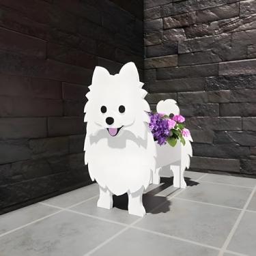 Imagem de Vaso de plantador em forma de branco da Pomerânia | Vasos fofos para suculentas e flores com orifícios de drenagem | Ideal para decoração interna, externa e de jardim | Presente para amantes de
