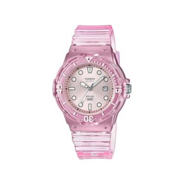Imagem de Casio Relógio casual feminino "Dive Series" de quartzo transparente de resina LRW-200HS-4EVCF, Rosa transparente